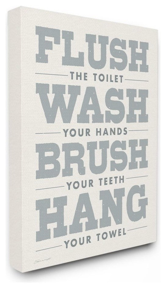 Flush Wash Brush Hang Bold Gray and White Textured Typography, Canvas, 30"x40"
