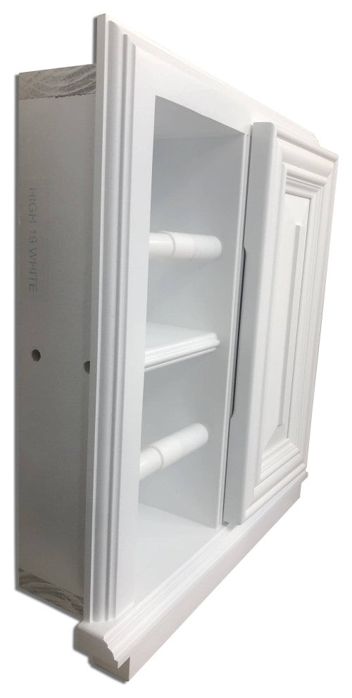 Hyacinth Wood Recessed Double Toilet Paper Holder With Cabinet 14x16.25, White Enamel