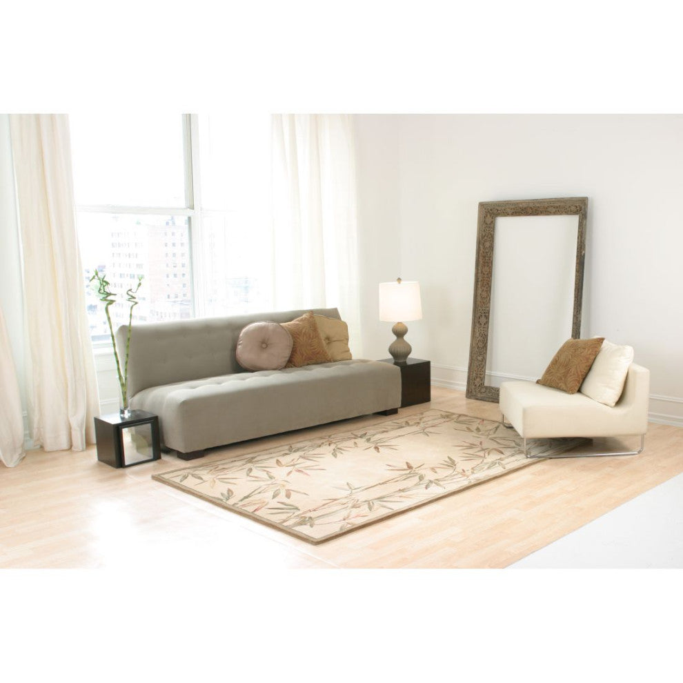 KAS Sparta 3146 Ivory Bamboo Border Area Rug, 2'6"x10' Runner