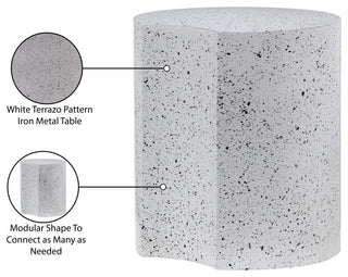 Dimple Terrazzo Pattern Iron End Table, White, 1-Piece: 18"Wx18"Dx20"H