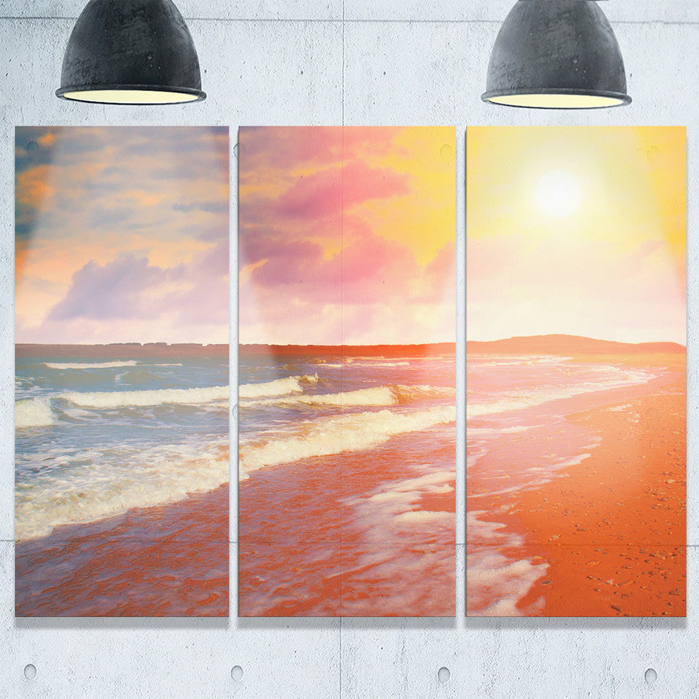 "Desert Beach at Sunset" Beach Metal Wall Art, 3 Panels, 36"x28"