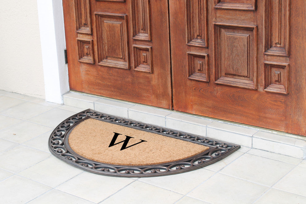 A1HC Natural Coir Monogrammed Door Mat For Front Door, 30"x48", W