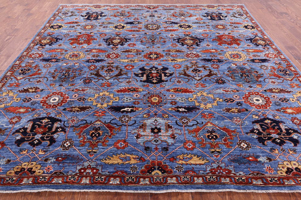 10' Square Persian Fine Serapi Handmade Wool Rug - Q12873