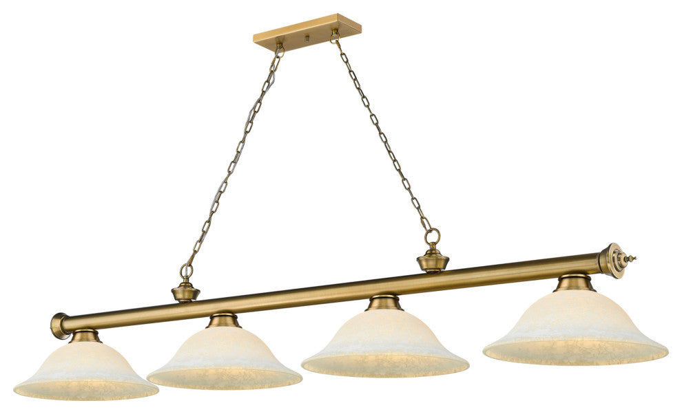 Z-Lite 2306-4-WM16 Cordon 4 Light 16"W Billiard Chandelier - Rubbed Brass /