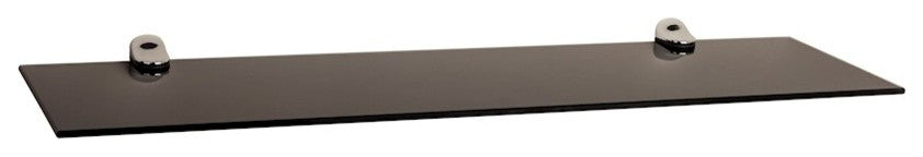 Black Smoke Glass Floating Shelf With Chrome Brackets 24"x6"