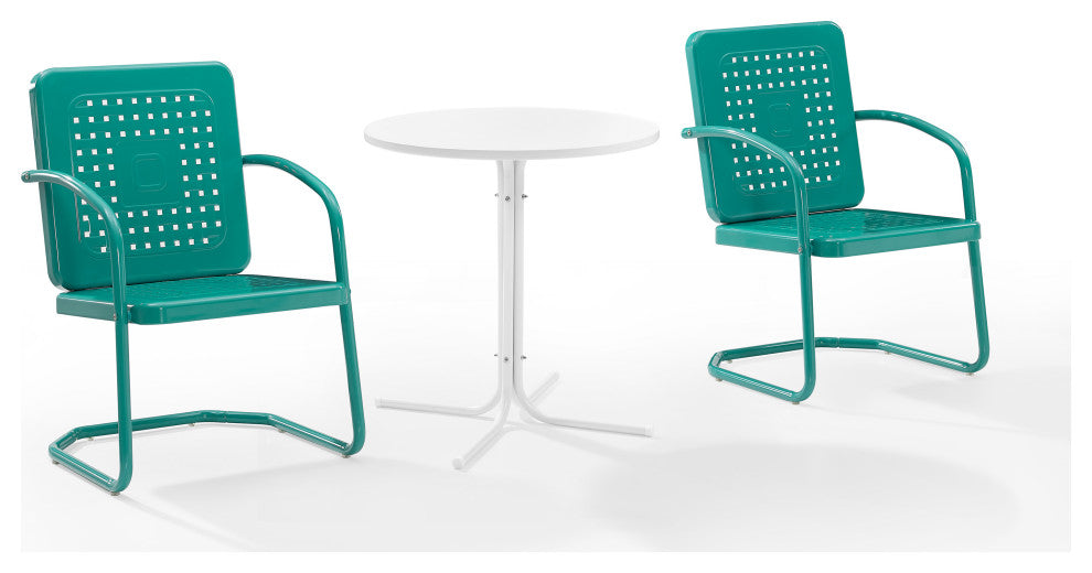 Bates 3-Piece Outdoor Bistro Set, Turquoise Gloss