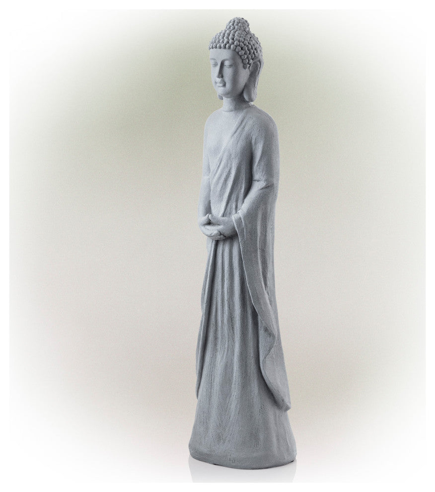 32" Tall Cement Standing Buddha Outdoor Garden Statue