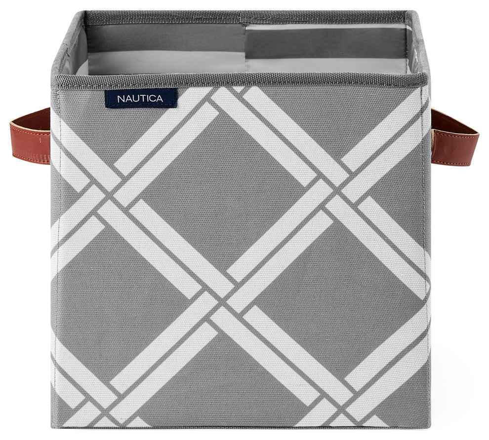 Nautica Folded Storage Cube, Gray Box Weave