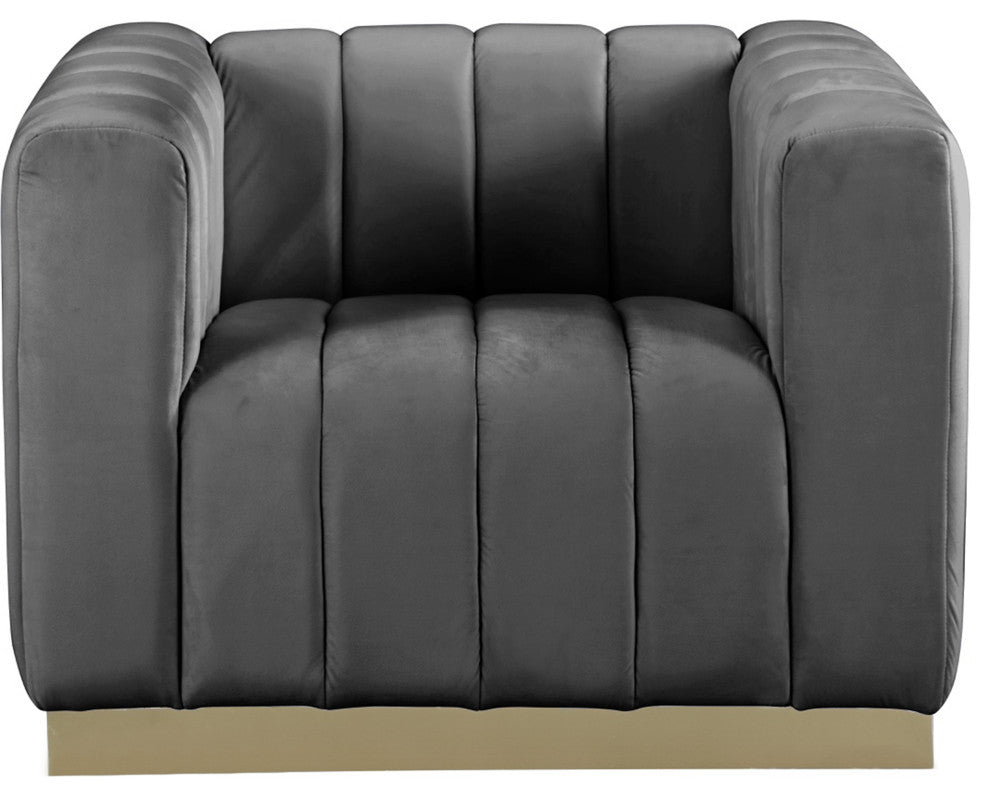 Marlon Velvet Upholstered Chair, Gray