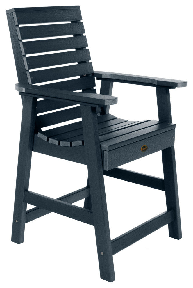 Glennville Counter Dining Arm Chair, Weathered Acorn, Federal Blue