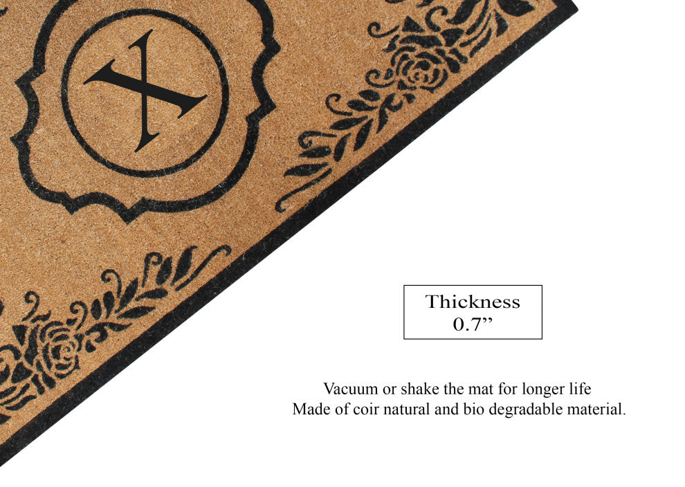 A1HC First Impression Hand Crafted Ella Entry Coir Monogrammed Double Doormat, X