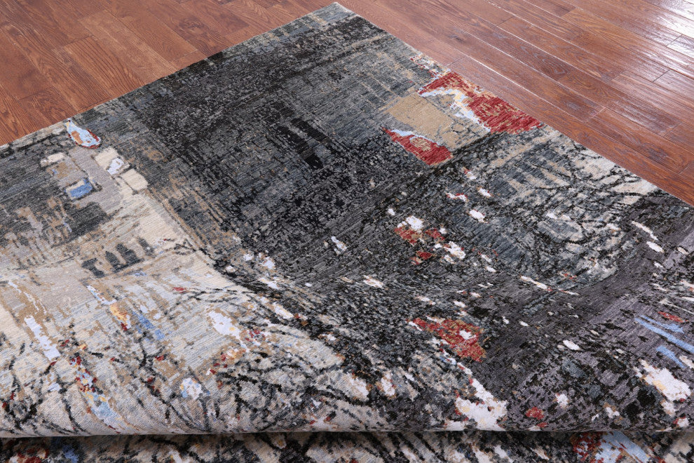 9' 1" X 12' 1" Wool and Silk Urban Design Handmade Modern Rug Q8870