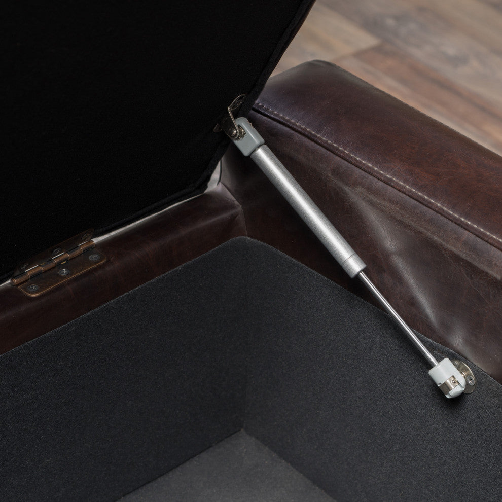 GDF Studio Guernsey Contemporary Tufted Bonded Leather Storage Ottoman Bench