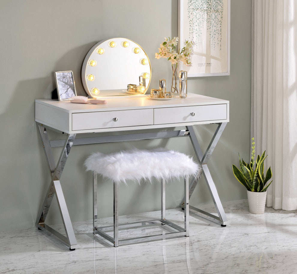 ACME Alma Accent Mirror, White Finish