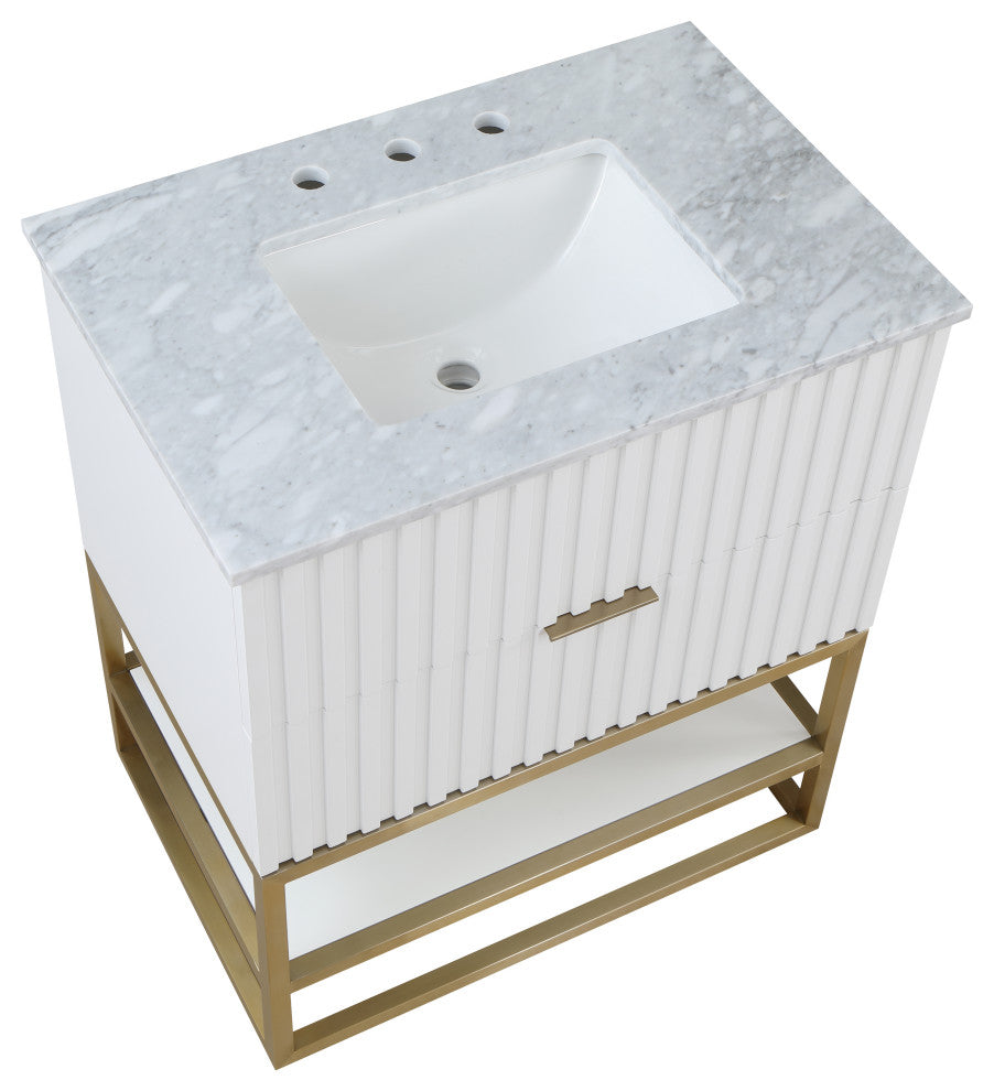 Monad Bathroom Vanity, White, 30" Wide