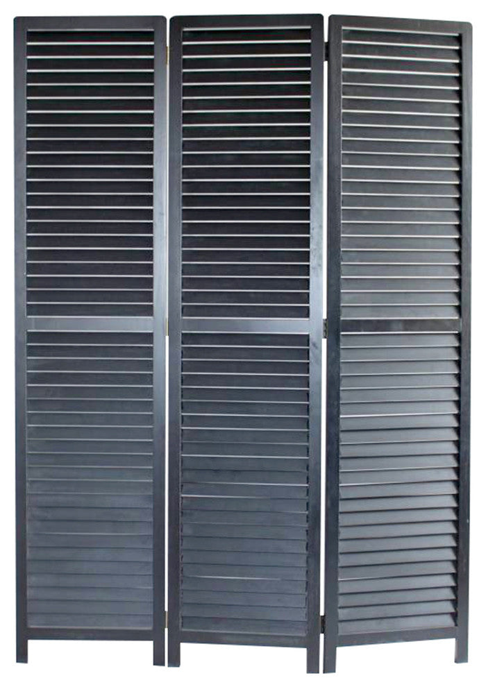 1" x 47" x 67" Black Wood  Screen