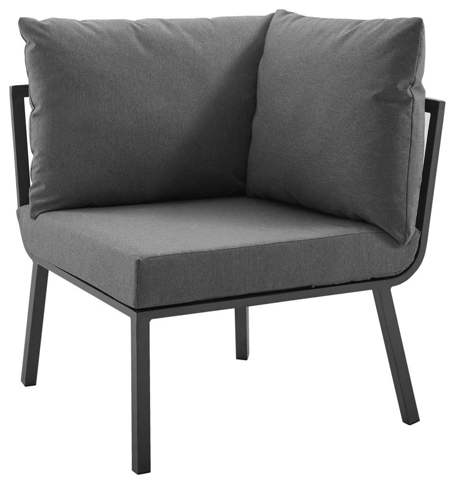 Riverside 5 Piece Outdoor Patio Aluminum Set Gray Charcoal