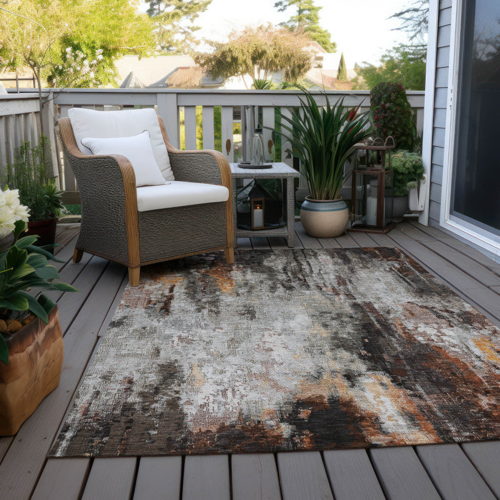 Machine Washable Indoor/Outdoor Chantille ACN1640 Gray 2'6" x 3'10" Rug