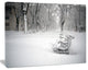 Benches in Park Covered with Snow, Landscape Canvas Art Print, 20"x12"