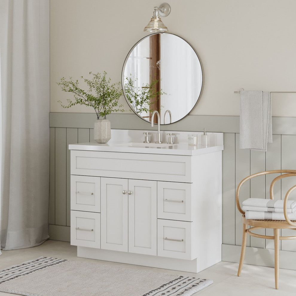 Ariel Hamlet 43" Rectangle Sink Bath Vanity, 1.5" White Quartz