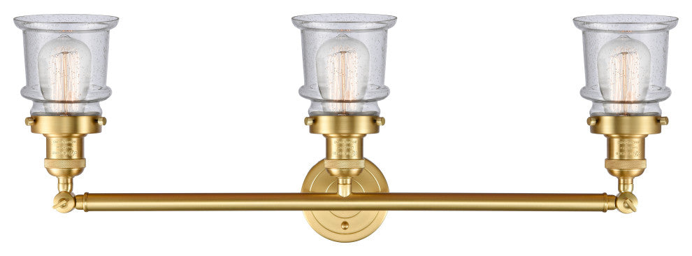 Small Canton 3 Light Bath Vanity Light, Satin Gold, Seedy