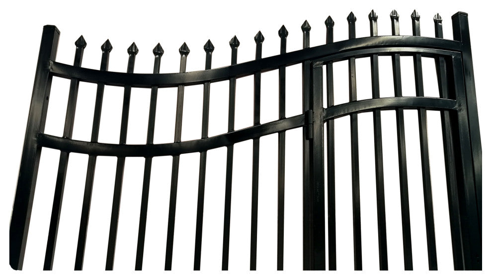 Aleko VIENNA Style 12' Steel Dual Swinging Driveway Gate With Pedestrian Gate