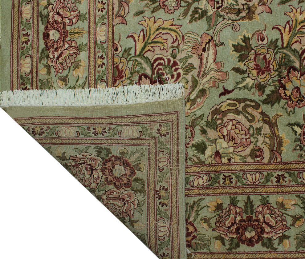 Pak-Persian Basarabian Light Green Rug, 7'11x8'2