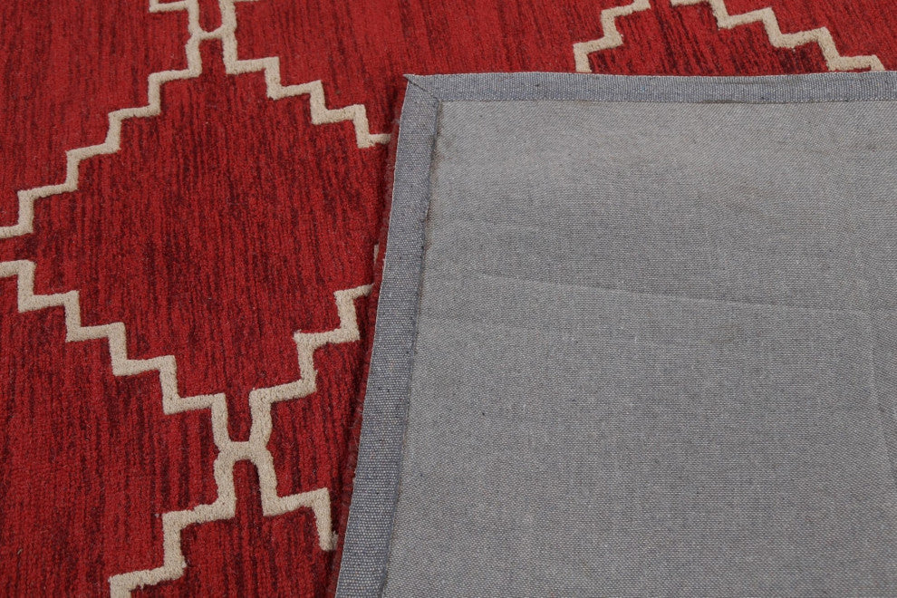 Red Trellis Contemporary Oriental Area Rug Hand-tufted Wool Carpet 8x11