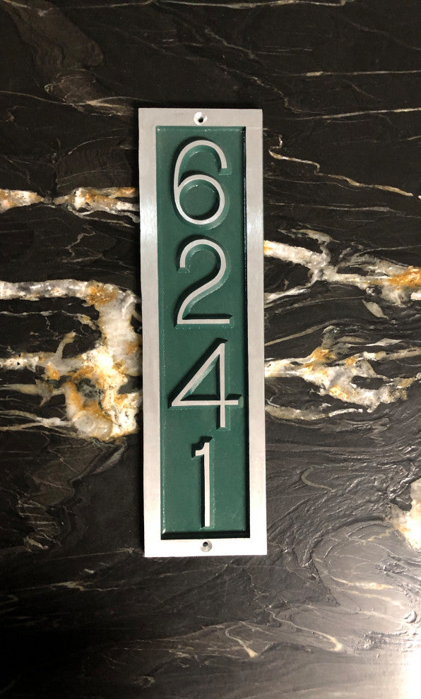 Traditional Vertical Rectangle Address Plaque, Times Font