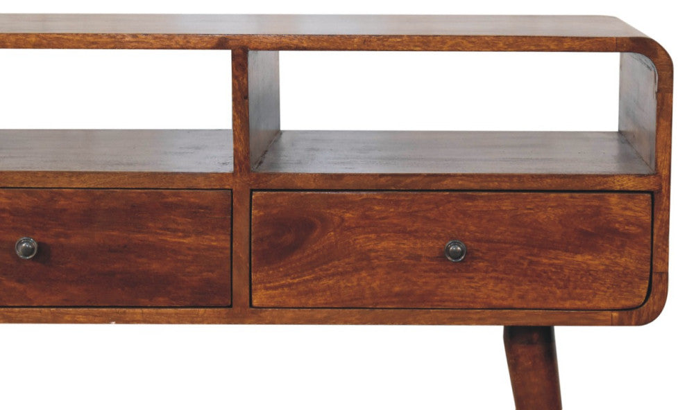 Triple Curved Chestnut Console Table