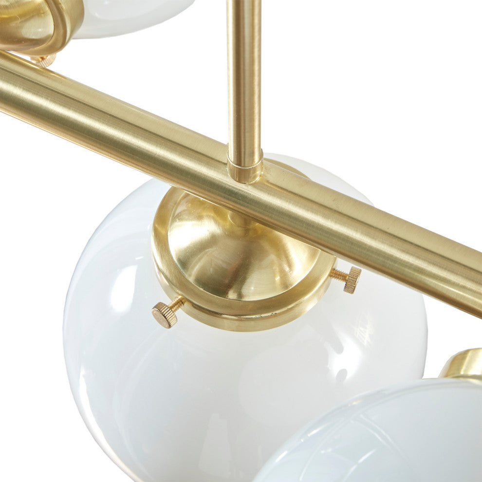 INK+IVY Aurelia Modern Globe Glass Chandelier, Gold/White, 3-Light