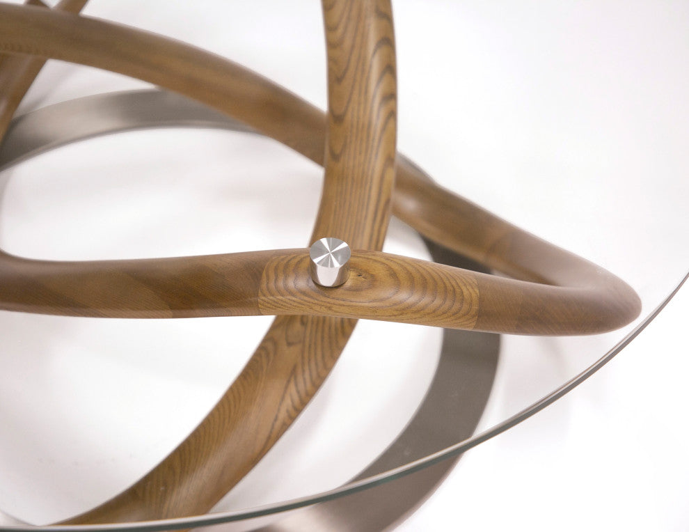 Modrest Michele Modern Glass + Walnut Coffee Table