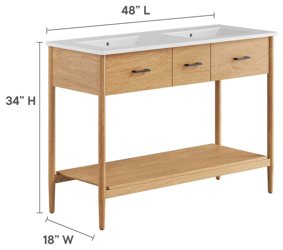 Zaire 48" Double Sink Bathroom Vanity - Natural White