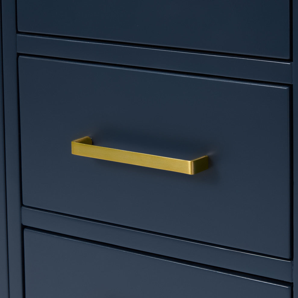 ARIEL Cambridge 43" Left Offset Oval Sink Midnight Blue Vanity Quartz Top