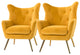 Upholstered Accent Chair With Tufted Back, Set of 2, Mustard