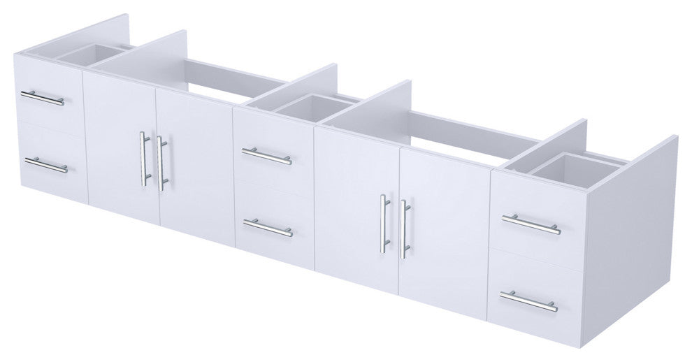 Geneva Transitional Glossy White 84" Vanity Cabinet Only