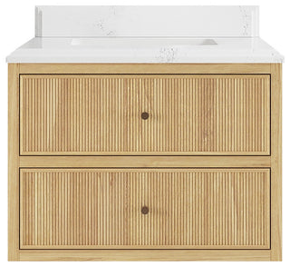 Sonoma Floating 30" Single Sink Vanity in Light Natural With 1.5" Empira Quartz