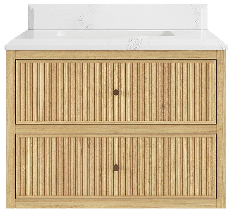 Sonoma Floating 30" Single Sink Vanity in Light Natural With 1.5" Empira Quartz