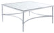 Contemporary Style Metal Coffee Table with Mirrored Glass Top, Silver