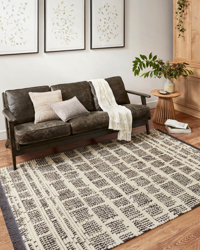 Chris Loves Julia x Loloi Alice Cream/Charcoal 2'-7" x 12'-0" Area Rug