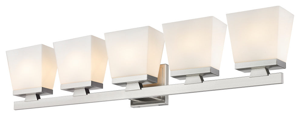 Zlite 1937-5V-BN 5-Light Vanity, Etched Opal