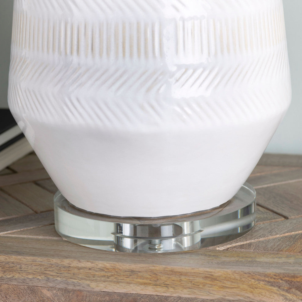Sherie 3-Way Ceramic Table Lamp, White