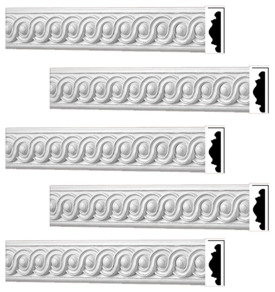 Renovators Supply Crown Molding White Urethane Ornate 5 Pieces Totaling 397.5" L
