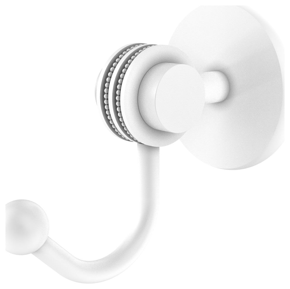 Satellite Orbit Two Robe Hook With Dotted Accents, Matte White