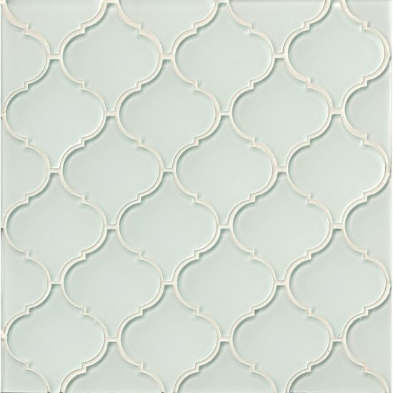 9.5"x14.5" Mallorca Arabesque Glass Mosaic, White Linen