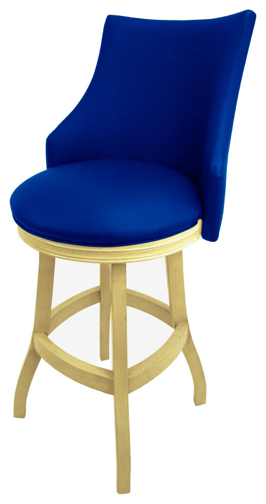 Swivel Wood Bar Stool 30", Bellissima, Duke Blue, Beige
