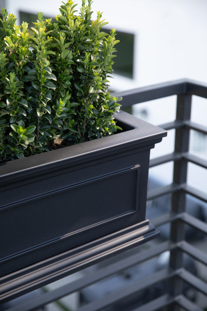 Brixton Window Box Planter With Bracket, 36", Black, 36 Inch, 1 Pack