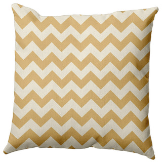 Yellow Colored Zig Zag Stripe Polyester Throw Pillow, 16"x16"