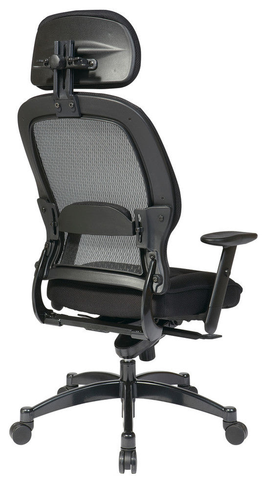 Professional Deluxe Breathable Mesh Back Chair With Adjustable Headrest, Black