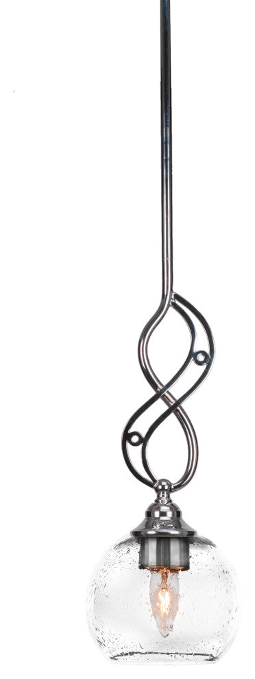 Jazz Mini Pendant In Chrome Finish With 5.75" Clear Bubble Glass